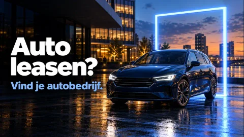 Auto leasen? Vind je autobedrijf. Blauwe neonadvertentie voor autovoordeligleasen.nl.